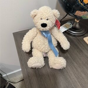 Gund Vintage Luv Me Cream Teddy Bear with Blue Ribbon